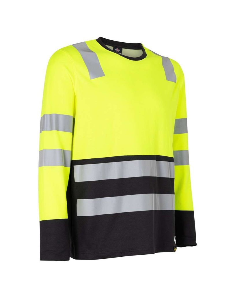 Polera Hibrida Alta Visibilidad Bicolor Manga Larga