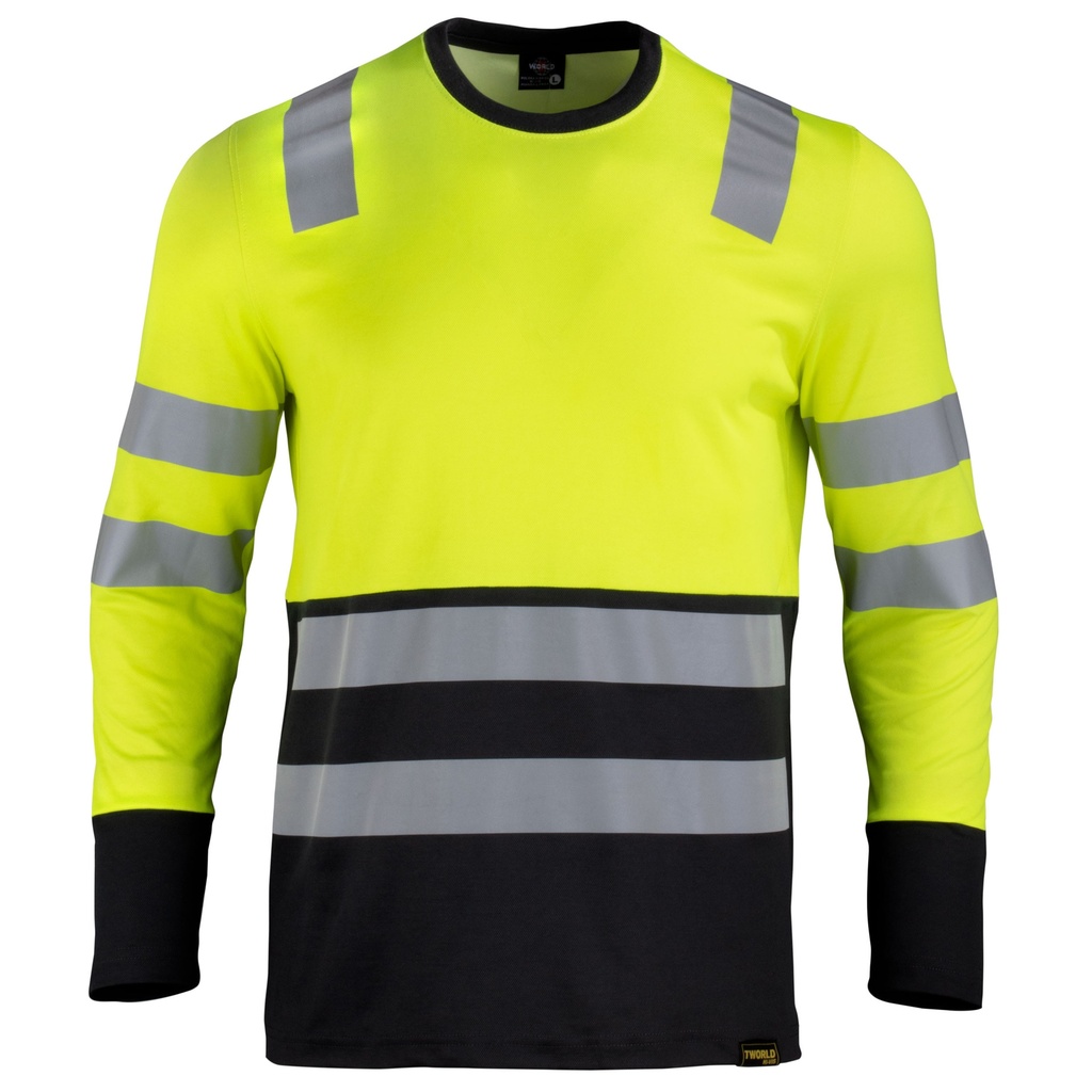 Polera Hibrida Alta Visibilidad Bicolor Manga Larga