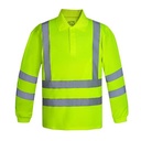 Polera Polo Dry Fit con Cuello Camisero Manga Larga con Cintas Reflectantes