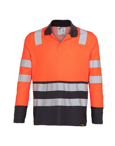 [02366] Polera Polo Alta Visibilidad Bi Color Manga Larga Hombre