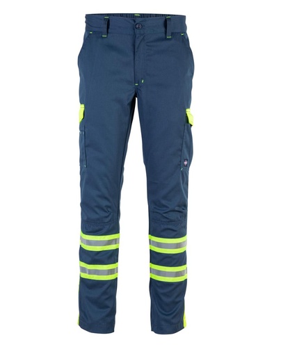 [10641] Pantalón Cargo Gabardina Bicolor Hombre Con Cinta Día Noche Alta Visibilidad